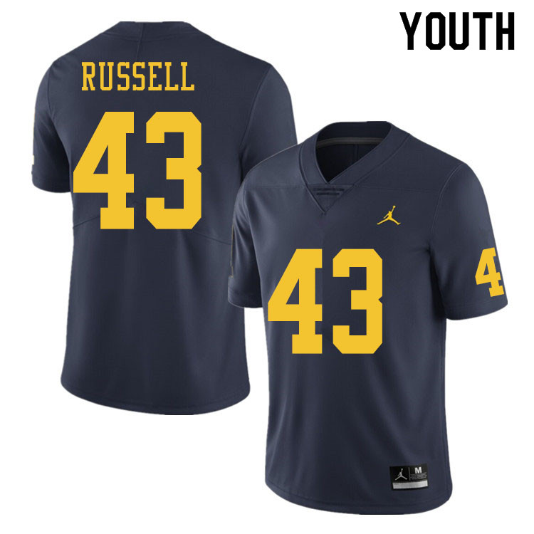 Youth #43 Andrew Russell Michigan Wolverines College Football Jerseys Sale-Navy